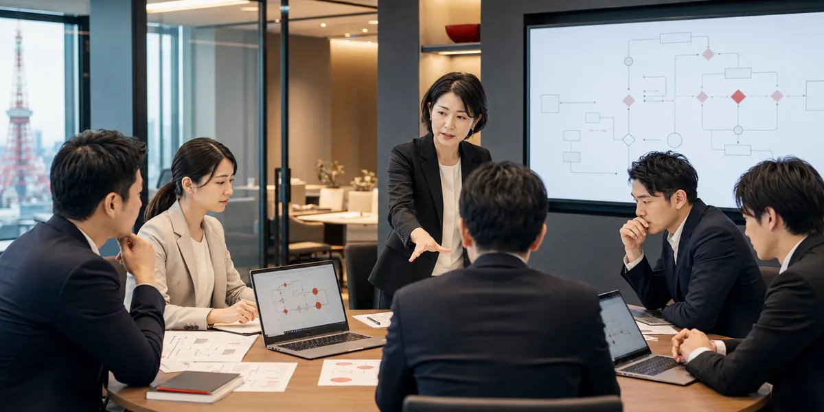 証券業務チームがAI活用テーマを検討する研修風景